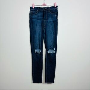 PAIGE Hoxton Ankle Dark Blue Distressed Skinny Jeans Size 25